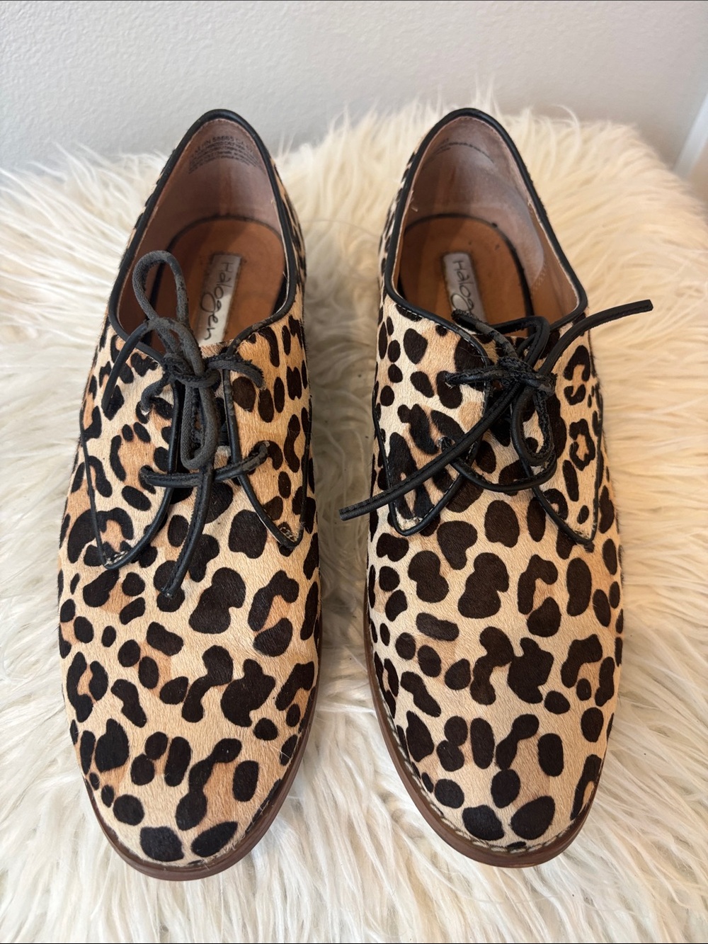 Halogen Leopard Print Lace-Up Oxfords - Tan & Black